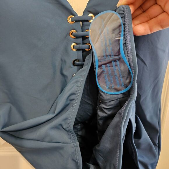 BCBGMaxAzria one piece swimsuit grey blue NWT - Picture 9 of 9